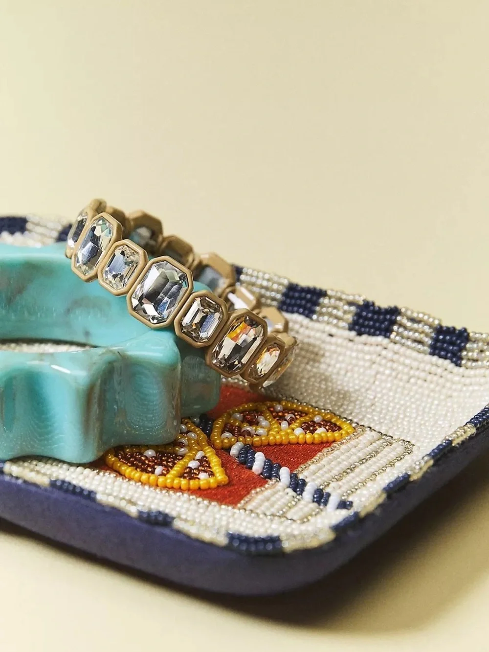 Anthropologie Fiona Beaded Trinket Dish Aperol Spritz